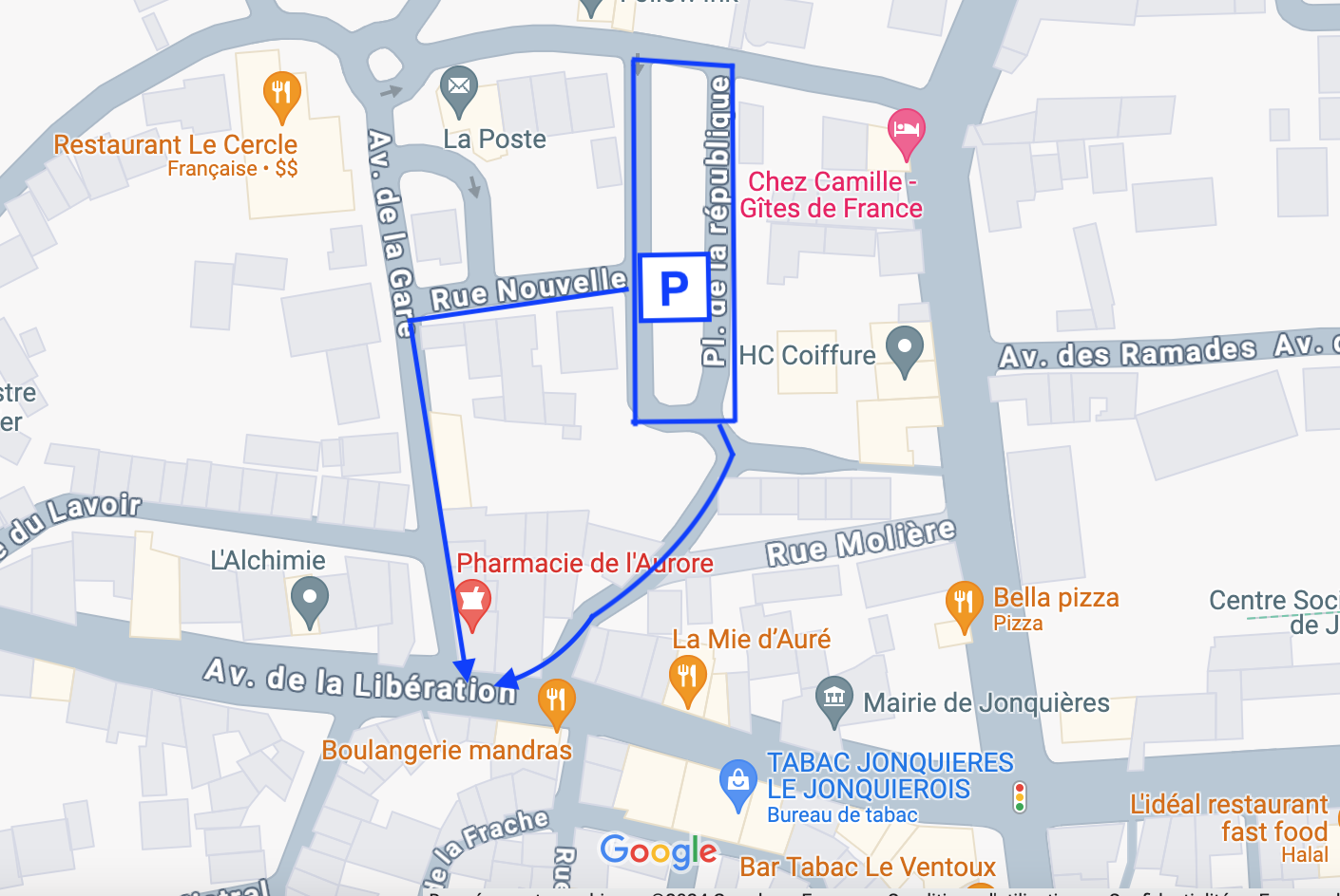 plan parking pharmacie de l'aurore